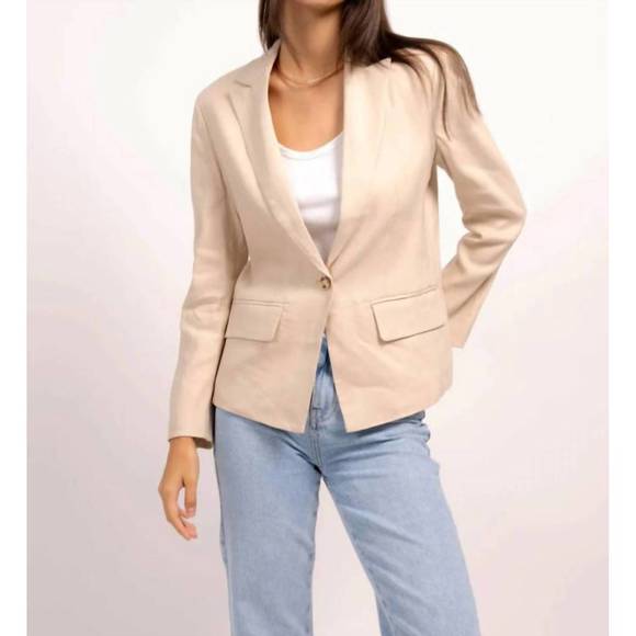 NEW CENTRAL PARK WEST niall classic linen blazer in sand